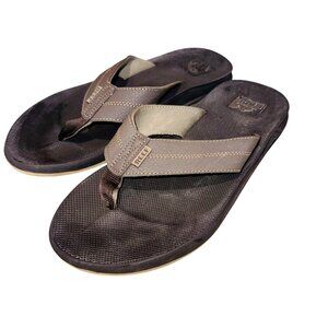Reef Mens Fanning Bottle Opener Flip Flops Size 10 Brown Synthetic Sandals Beach